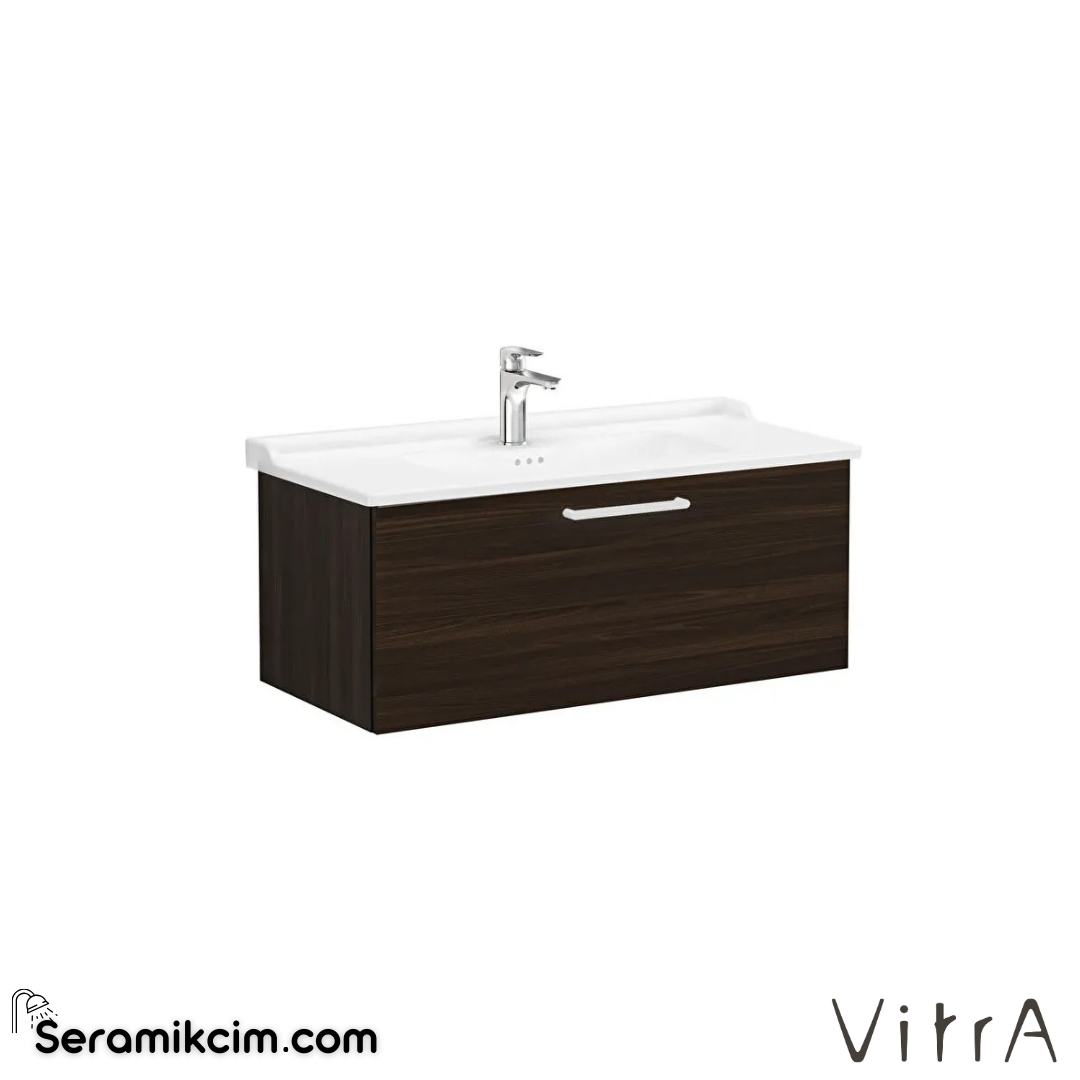 Vitra Root Lavabo Dolabı, Tek Çekmeceli, 100 Cm, Ceviz, Klasik Lavabolu - 68266