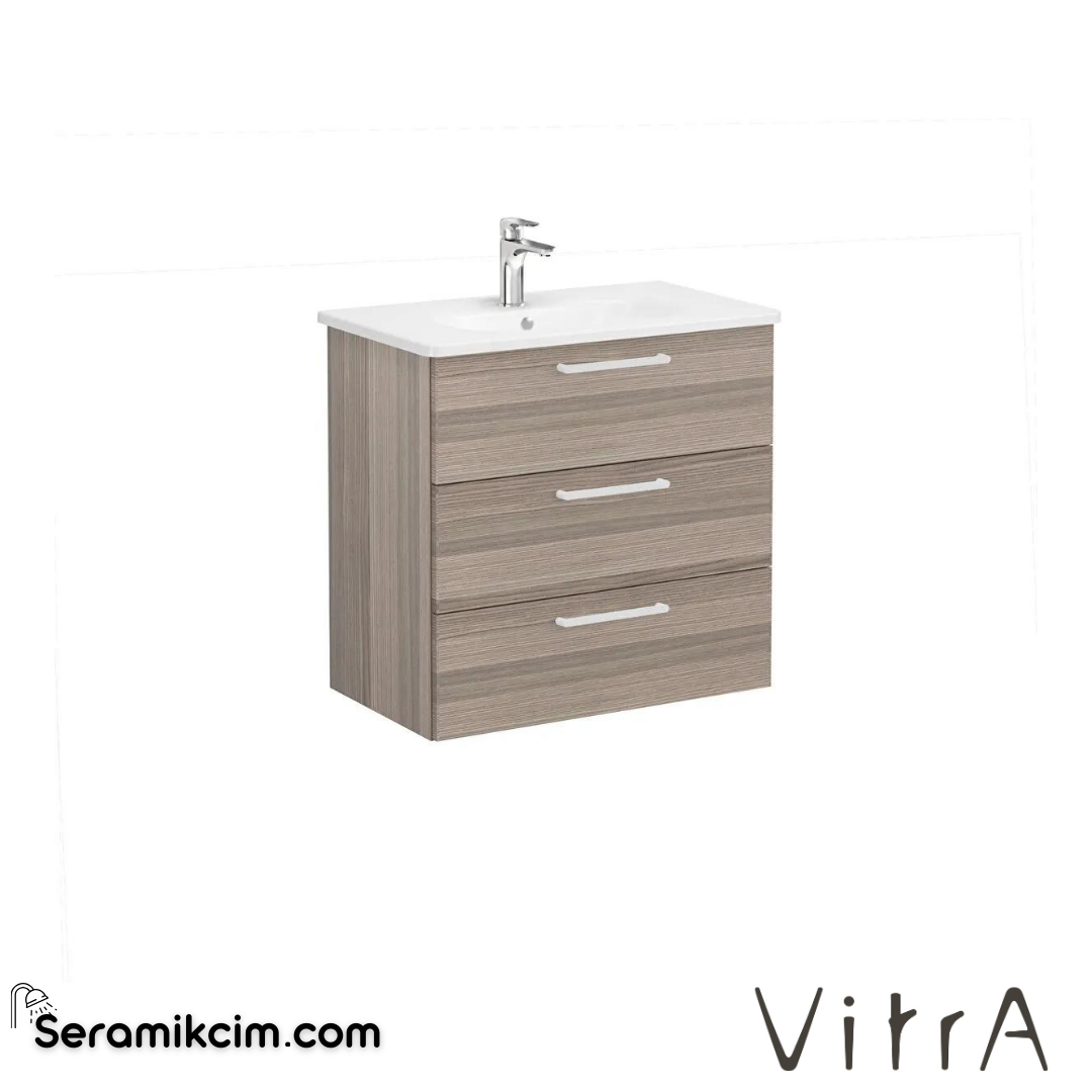 Vitra Root Lavabo Dolabı, Üç Çekmeceli, 80 Cm, Cordoba, Yuvarlak Lavabolu - 68358