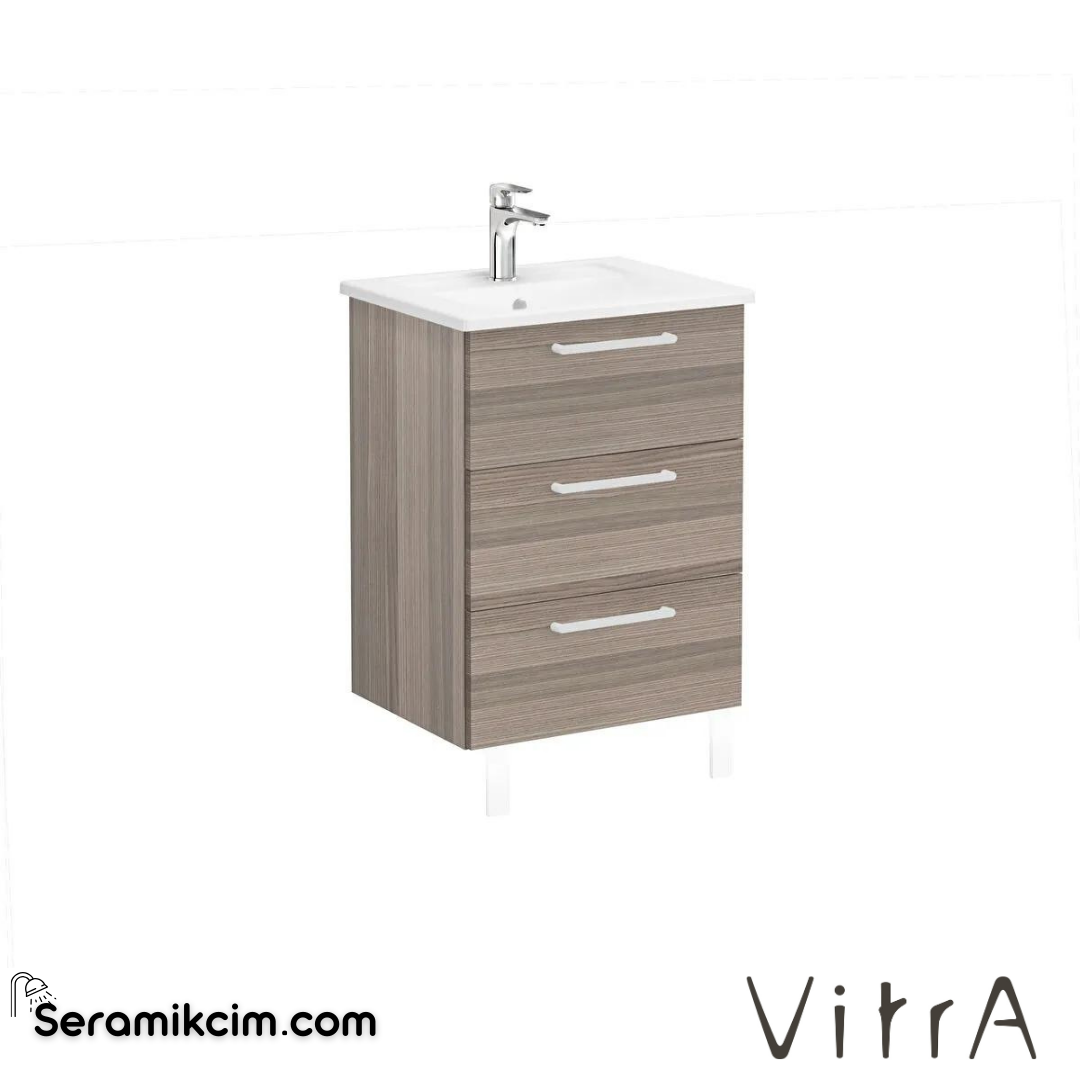 Vitra Root Lavabo Dolabı, Üç Çekmeceli, 60 Cm, Cordoba, Köşeli Lavabolu - 68336
