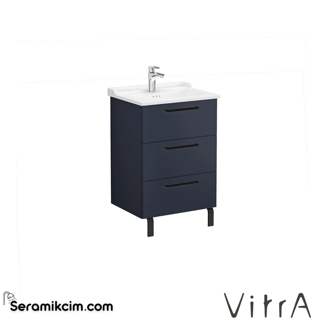 Vitra Root Lavabo Dolabı, Üç Çekmeceli, 60 Cm, Mat Lacivert, Klasik Lavabolu - 68347