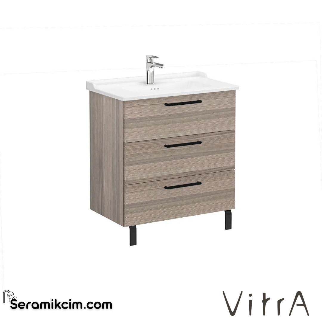 Vitra Root Lavabo Dolabı, Üç Çekmeceli, 80 Cm, Cordoba, Klasik Lavabolu - 68368