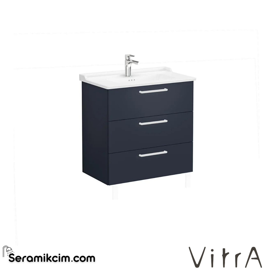 Vitra Root Lavabo Dolabı, Üç Çekmeceli, 80 Cm, Mat Lacivert, Klasik Lavabolu - 68365