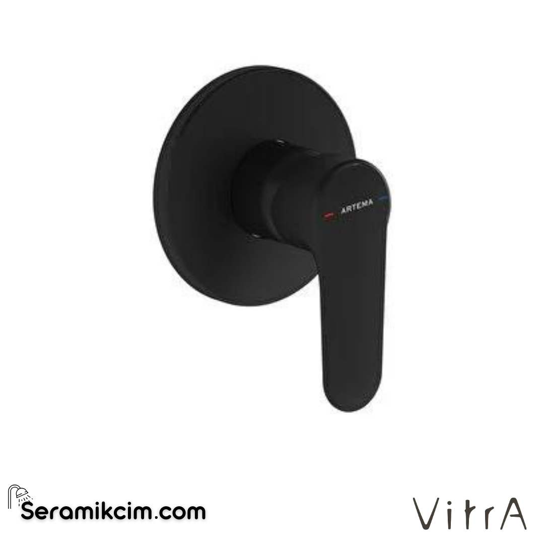 Vitra Root Round Ankastre Duş Bataryası  (Sıva Üstü Grubu), Mat Siyah - A4272836