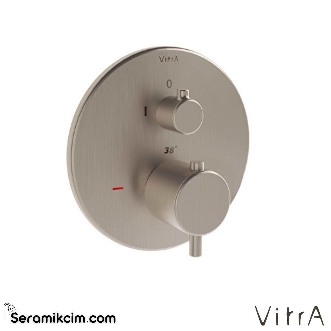 VitrA Root Round Ankastre Termostatik Duş Bataryası (V-Box, sıva üstü grubu) Fırçalı Nikel A4334834 - A4334834