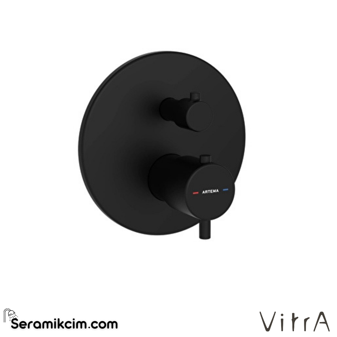 VitrA Root Round Ankastre Termostatik Banyo Bataryası (V-Box, sıva üstü grubu) Mat Siyah A4325836 - A4325836