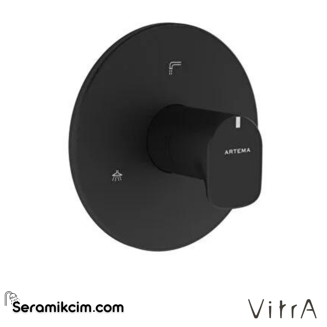 Vitra Root Round Ankastre Termostatik Banyo Bataryası (V-Box Sıva Üstü Grubu), Mat Siyah - A4269636