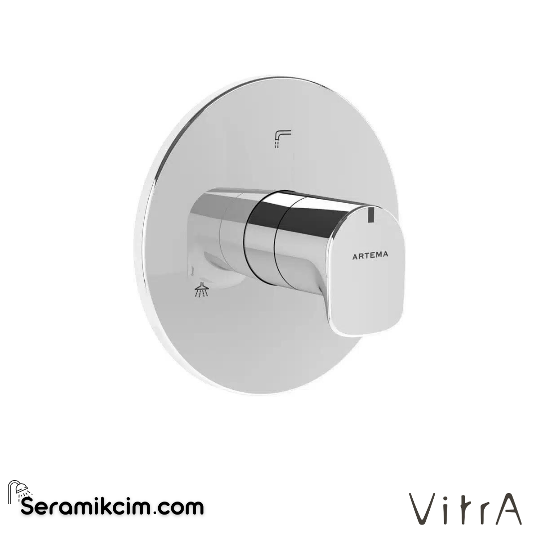 Vitra Root Round Ankastre Termostatik Banyo Bataryası (V-Box Sıva Üstü Grubu), Krom - A42696