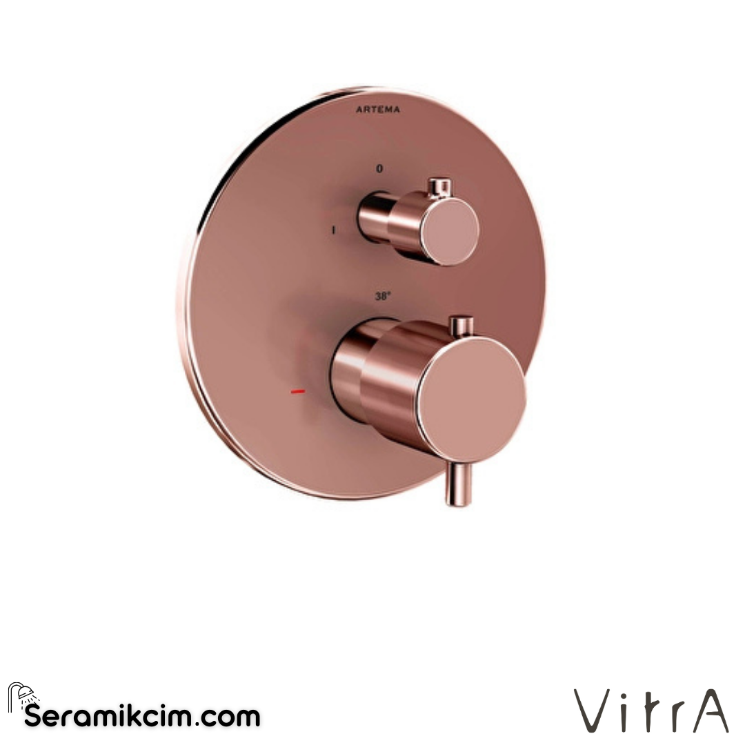 VitrA Root Round Ankastre Termostatik Banyo Bataryası (V-Box, sıva üstü grubu) Soft Bakır A4325829 - A4325829