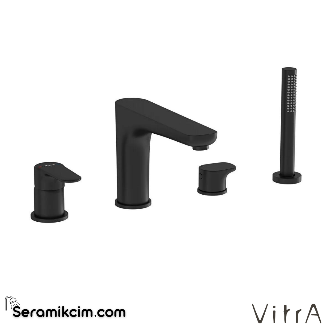 Vitra Root Round Küvet Bataryası (4 Delikli), Mat Siyah - A4274336