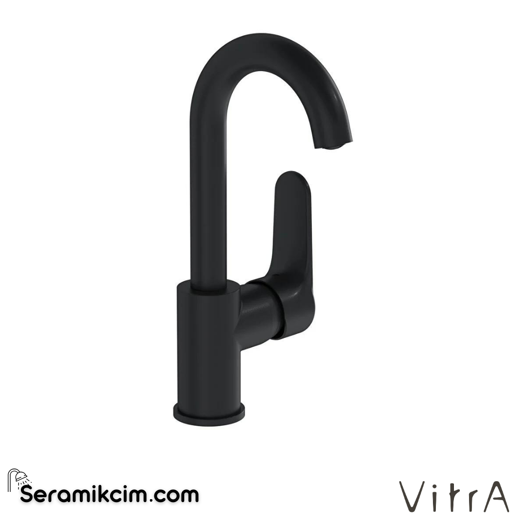 Vitra Root Round Lavabo Bataryası  (Döner Borulu), Mat Siyah - A4275436