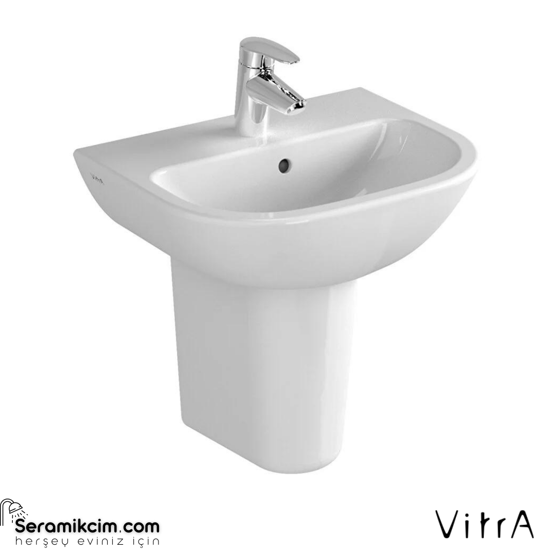 Vitra S20 Lavabo Kompakt, 45X36 Cm Tek Armatür Delikli, Su Taşma Delikli, Beyaz