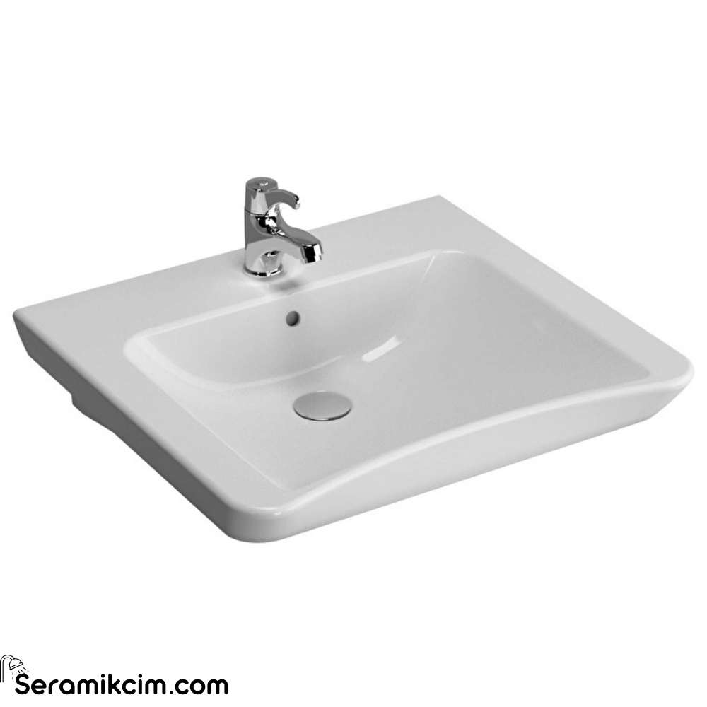 Vitra S20 Lavabo Özel İhtiyaç, 60X55 Cm Tek Armatür Delikli, Su Taşma Delikli, Beyaz