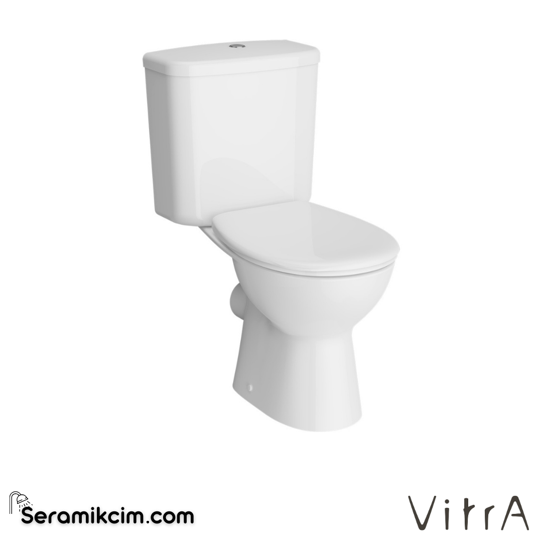 Vitra S20 Round Takım Klozet Smoothflush, Arkası Açık, 63 Cm Taharet Borulu, Beyaz - 5825L003-0088