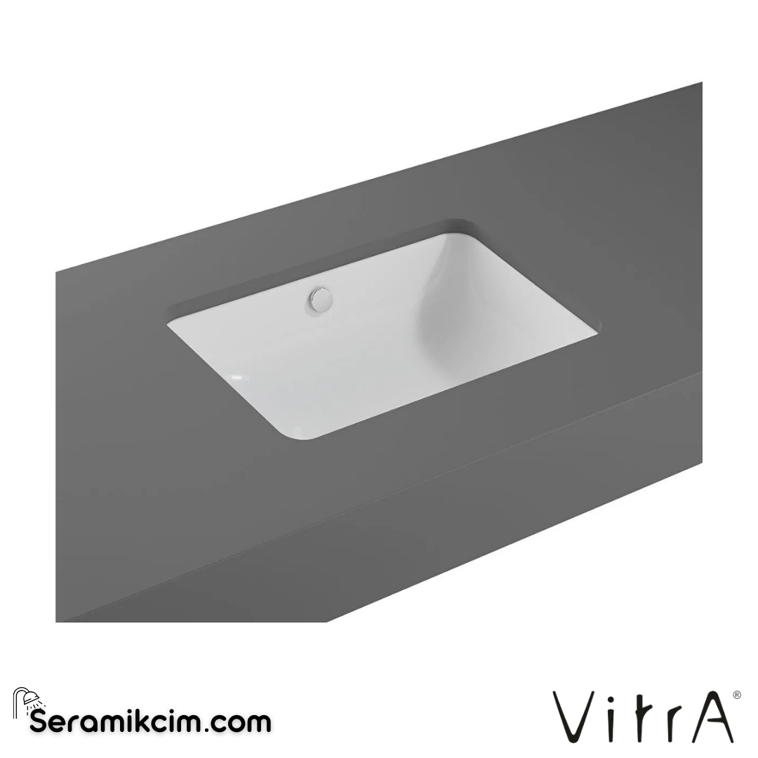 Vitra S20 Tezgahaltı Lavabo Dikdörtgen, 55X37 Cm Armatür Deliksiz, Su Taşma Delikli, Beyaz - 7475B003-0618