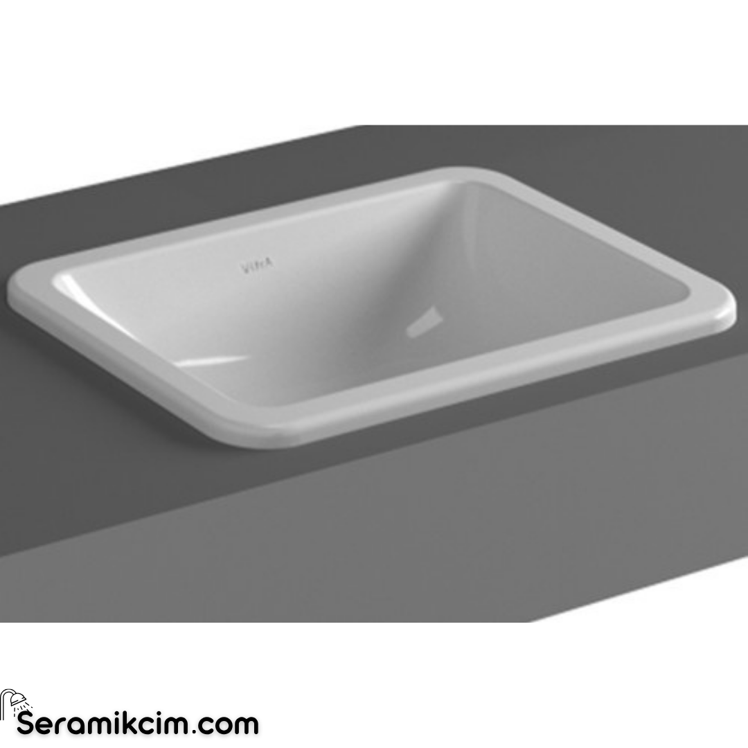 Vitra S20 Tezgahüstü Lavabo Dikdörtgen, 55X37 Cm Armatür Deliksiz, Su Taşma Delikli, Beyaz
