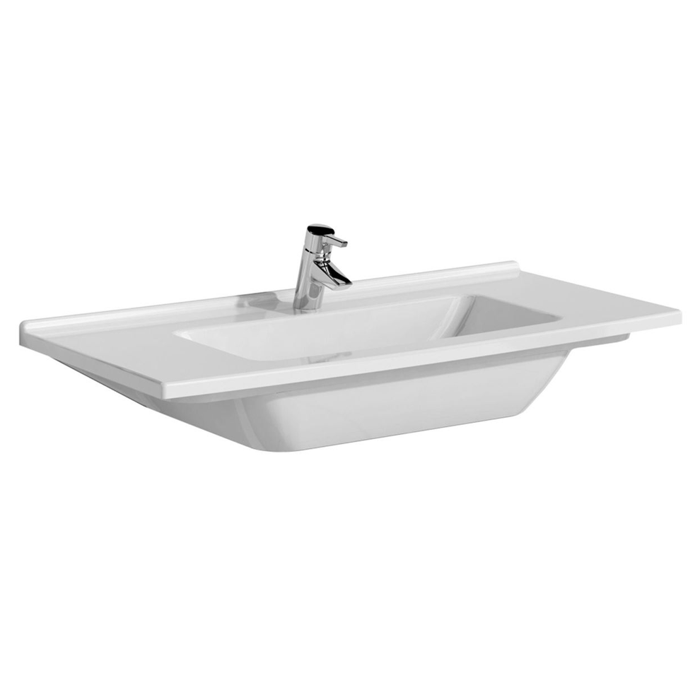 VitrA S50 Etajerli Lavabo 120x47 cm Tek Armatür Delikli, Su Taşma Delikli, Beyaz - 5480B003-0001