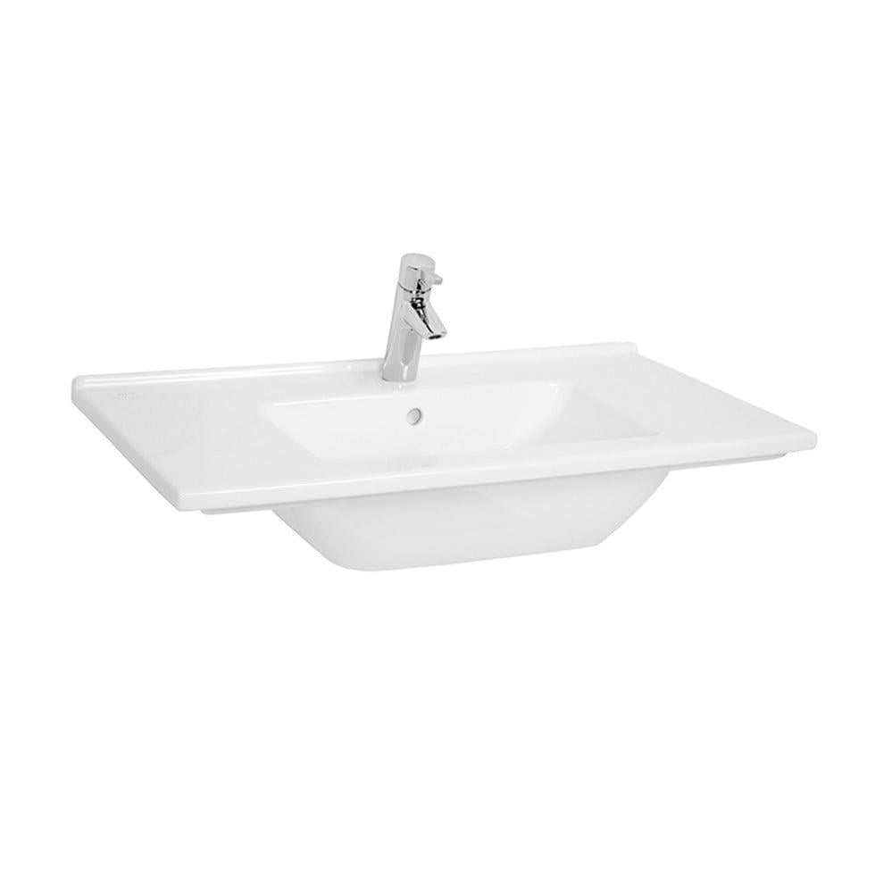 VitrA S50 Etajerli Lavabo 80x47 cm Tek Armatür Delikli, Su Taşma Delikli, Beyaz - 5408B003-0001