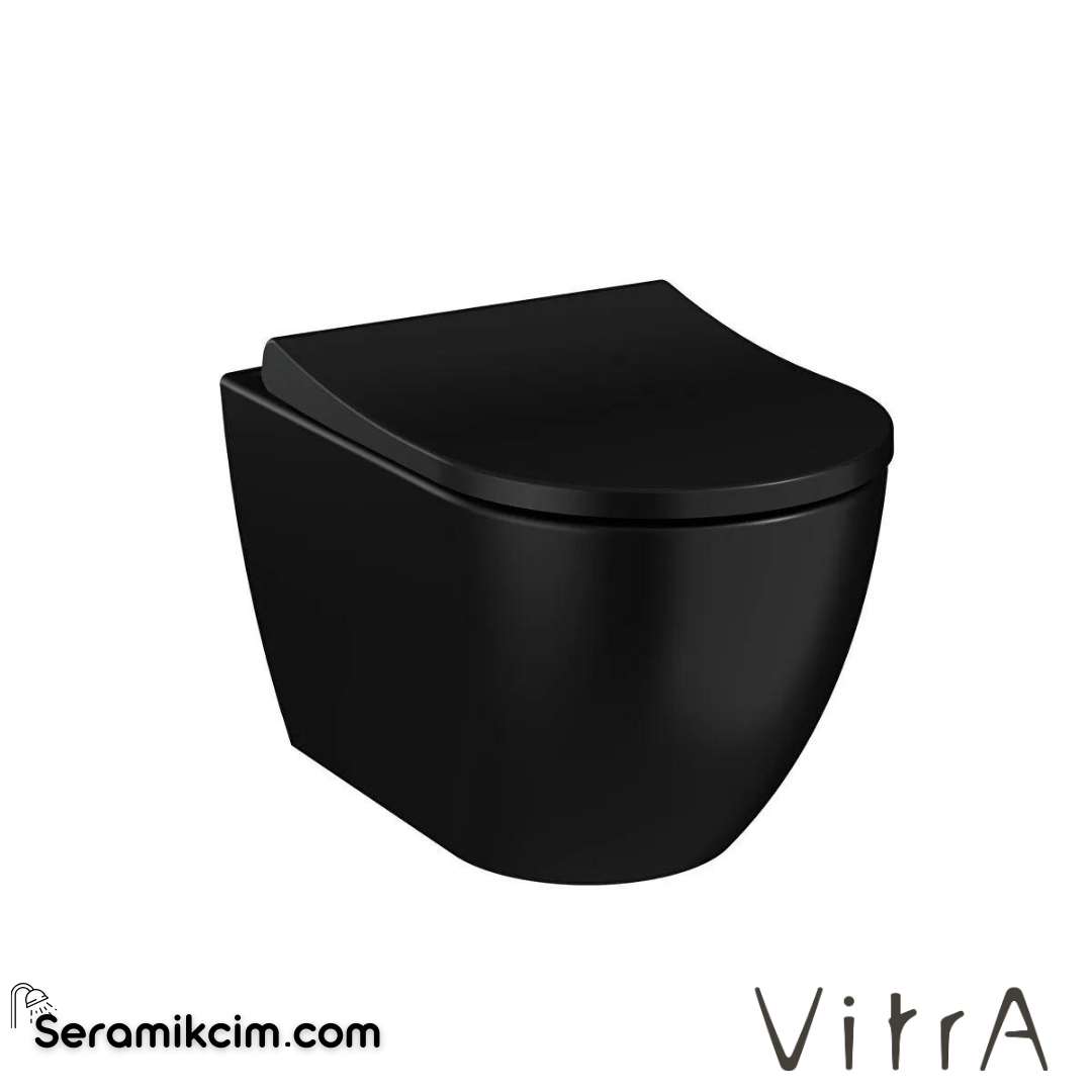 VitrA S60 Asma Klozet SmoothFlush, Gizli Montajlı, 54 cm Taharet Borulu, Taharet Borusu Girişi Sıva Altı Uygulamalı, Mat Siyah - 7510B083-0090