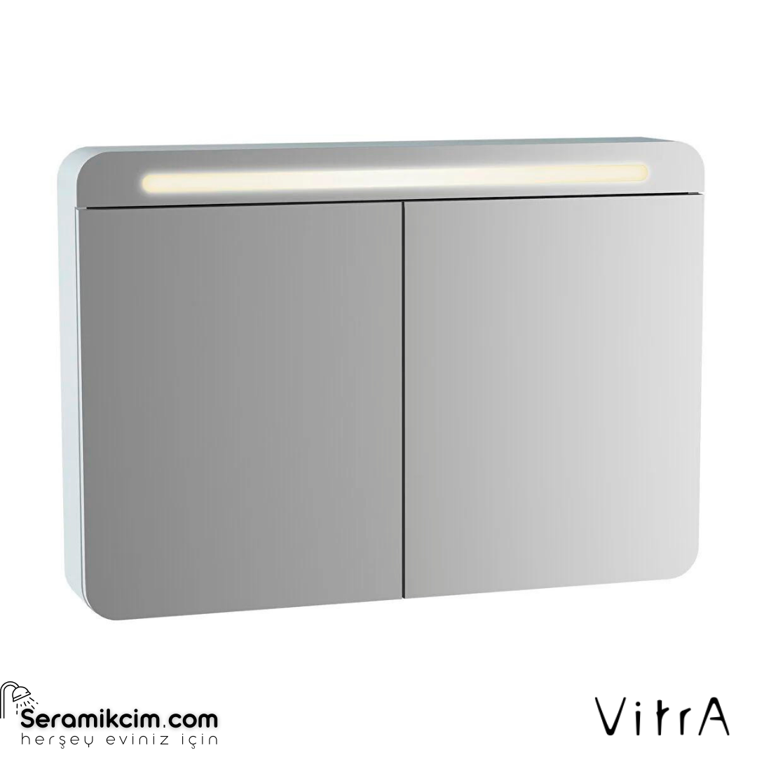 Vitra Sento Aydınlatmalı Dolaplı Ayna, 100 Cm, Mat Beyaz