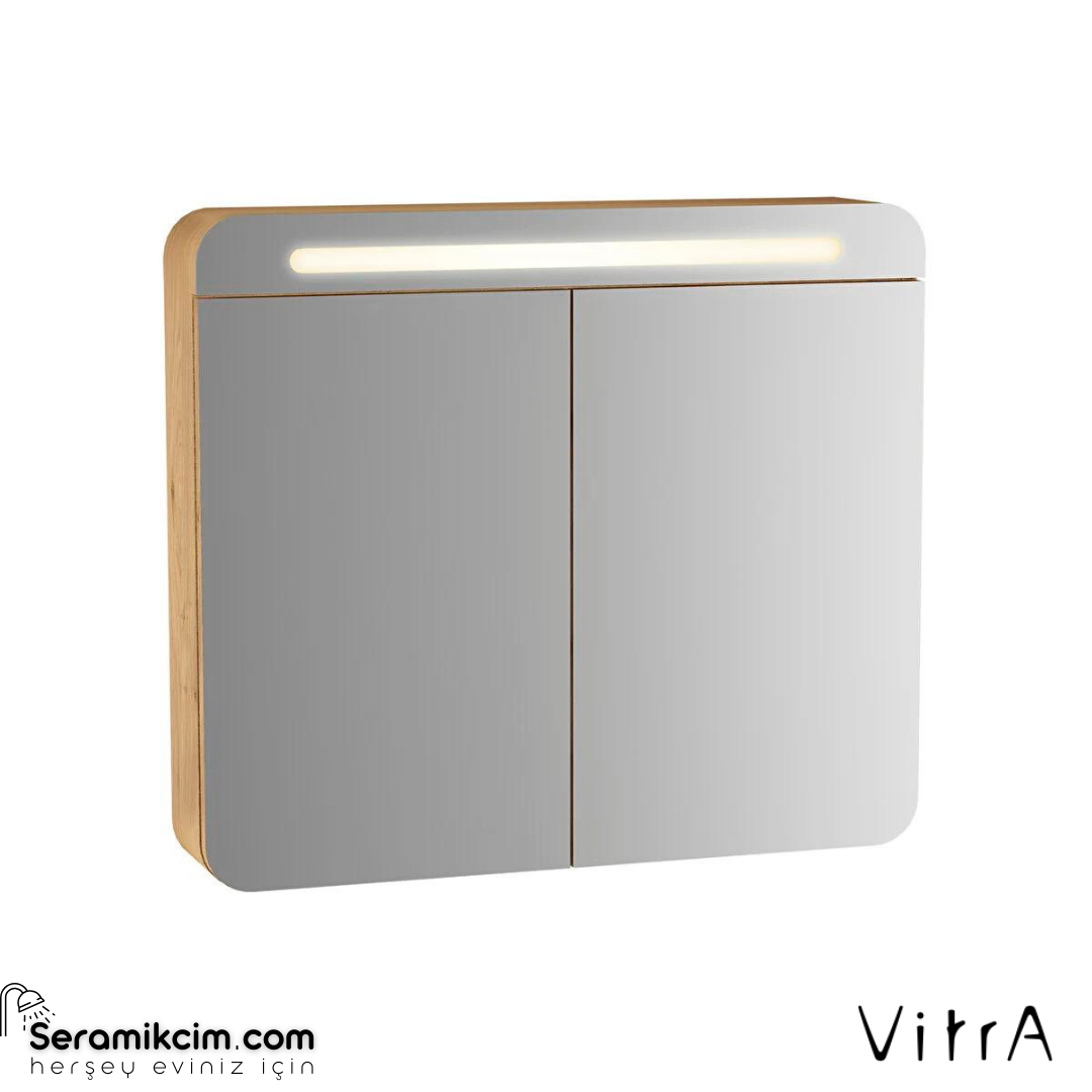 Vitra Sento Aydınlatmalı Dolaplı Ayna, 80 Cm, Açık Meşe