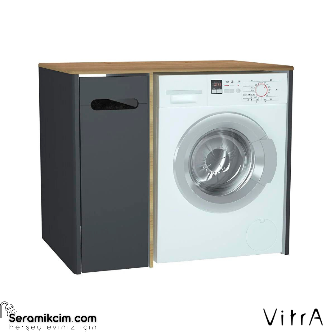 Vitra Sento Çamaşır Makinesi Dolabı, 105 Cm, Mat Antrasit, Sol