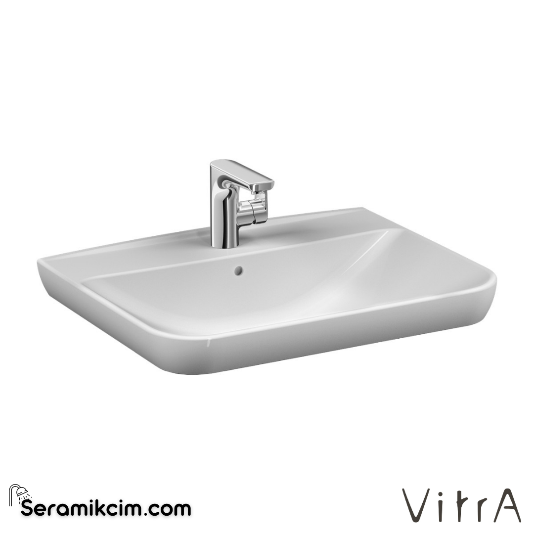 VitrA Sento Etajerli Lavabo 65x49 cm Tek Armatür Delikli, Su Taşma Delikli, Beyaz - 5946B003-0001