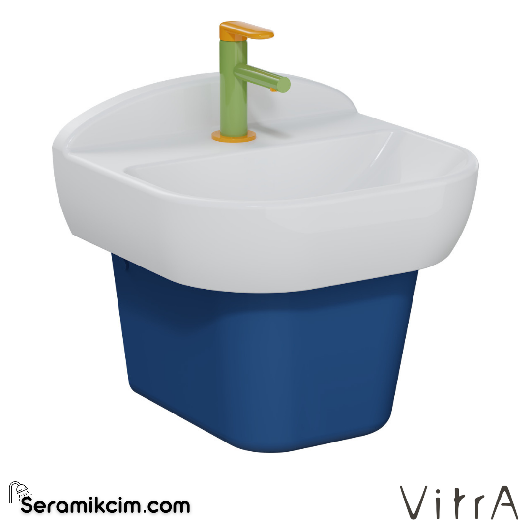VitrA Sento Kids Lavabo Kompakt, 45x40 cm Tek Armatür Delikli, Su Taşma Deliksiz, Beyaz - 7350B003-0041