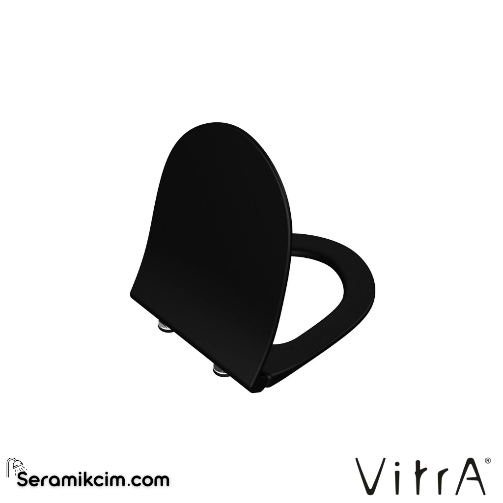 VitrA Sento Klozet Kapağı Slim, Duroplast, Üstten Sıkmalı Yavaş Kapanır, Kolay Sök-Tak, Metal Menteşeli, Mat Siyah 120-483R009 - 120-483R009