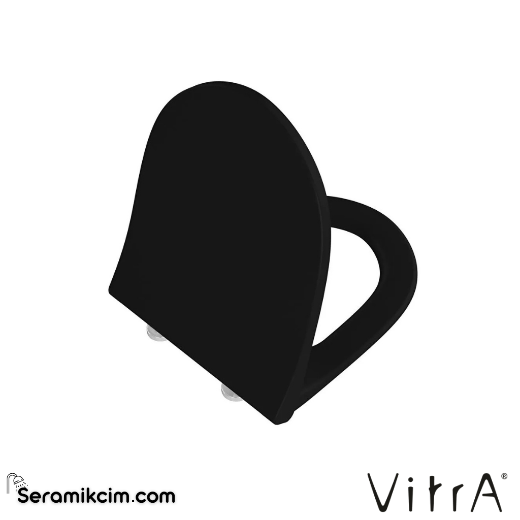 VitrA Sento Klozet Kapağı Slim, Duroplast, Üstten Sıkmalı Yavaş Kapanır, Kolay Sök-Tak, Metal Menteşeli, Mat Siyah 130-483R009 - 130-483R009