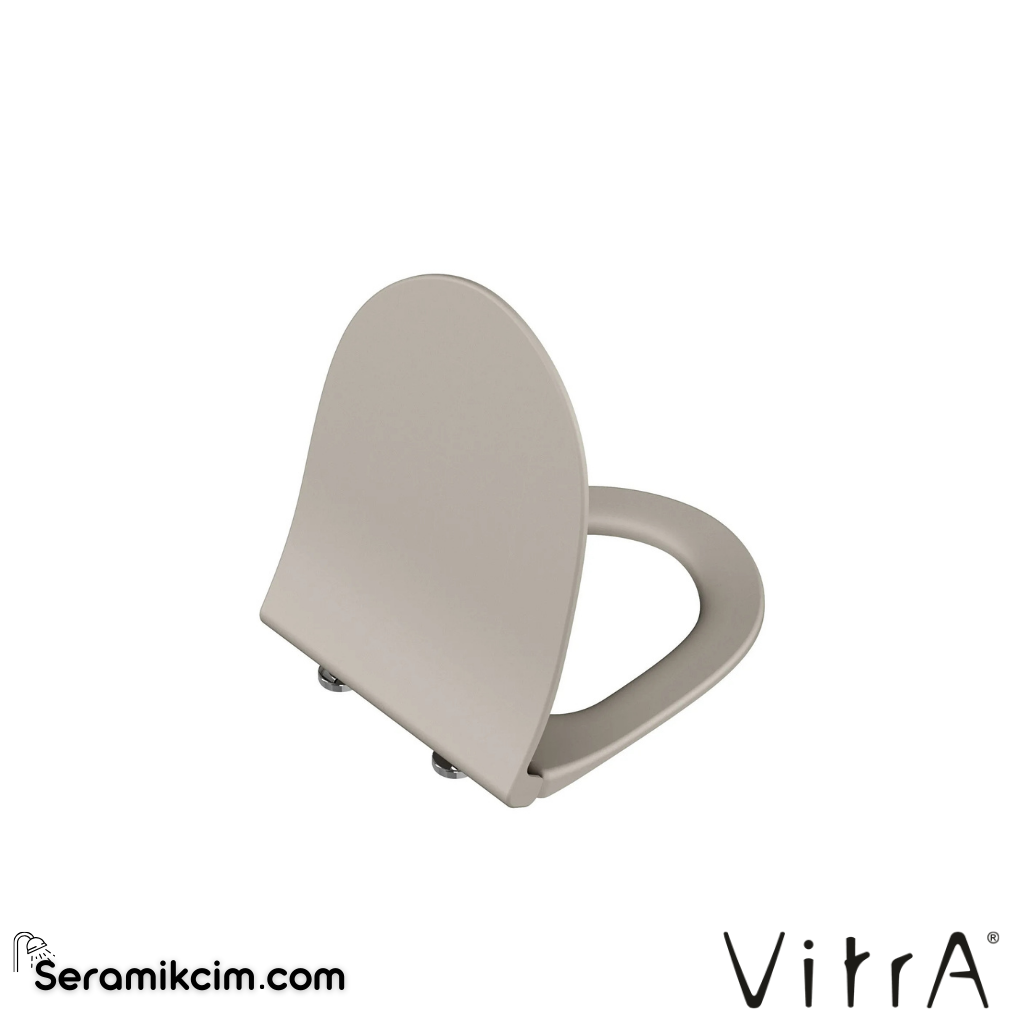 VitrA Sento Klozet Kapağı Slim, Duroplast, Üstten Sıkmalı Yavaş Kapanır, Kolay Sök-Tak, Metal Menteşeli, Mat Bej 120-420R009 - 120-420R009