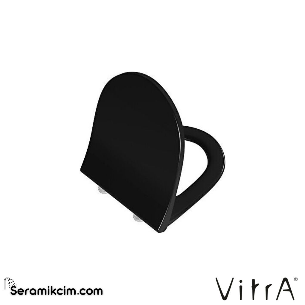 VitrA Sento Klozet Kapağı Slim, Duroplast, Üstten Sıkmalı Yavaş Kapanır, Kolay Sök-Tak, Metal Menteşeli, Siyah 130-070R009 - 130-070R009