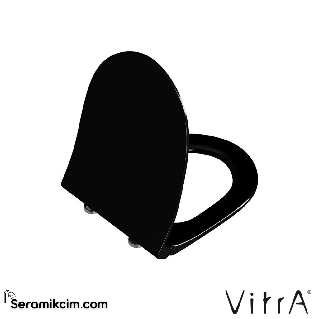 VitrA Sento Klozet Kapağı Slim, Duroplast, Üstten Sıkmalı Yavaş Kapanır, Kolay Sök-Tak, Metal Menteşeli, Siyah 120-070R009 - 120-070R009