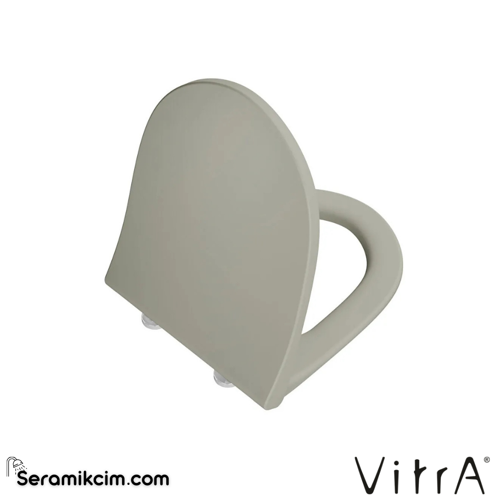 VitrA Sento Klozet Kapağı Slim, Duroplast, Üstten Sıkmalı Yavaş Kapanır, Kolay Sök-Tak, Metal Menteşeli, Mat Bej 130-420R009 - 130-420R009