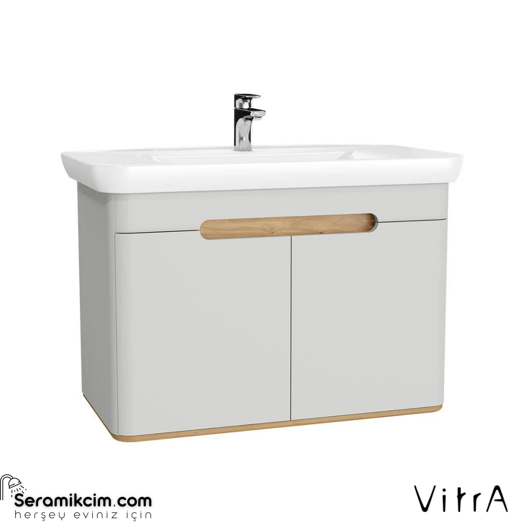 Vitra Sento Lavabo Dolabı, 100 Cm, Kapaklı, Ayaksız, Mat Açık Gri