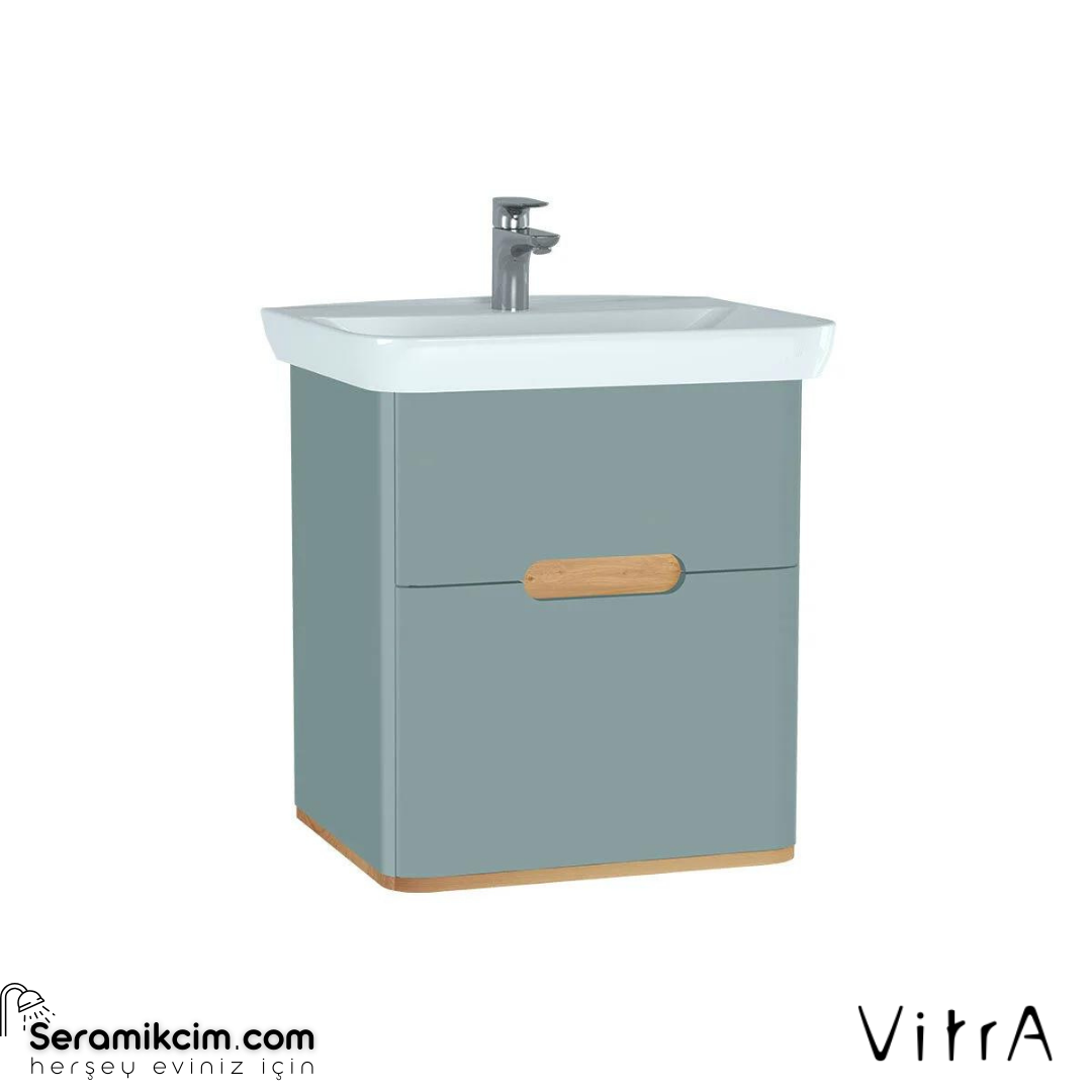 Vitra Sento Lavabo Dolabı, 65 Cm, Çift Çekmeceli, Ayaksız, Mat Fiyord Yeşili