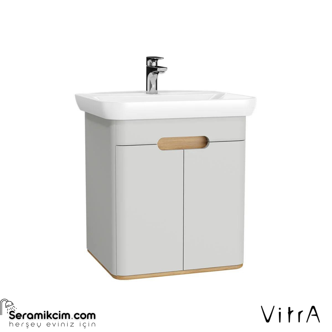 Vitra Sento Lavabo Dolabı, 65 Cm, Kapaklı, Ayaksız, Mat Açık Gri