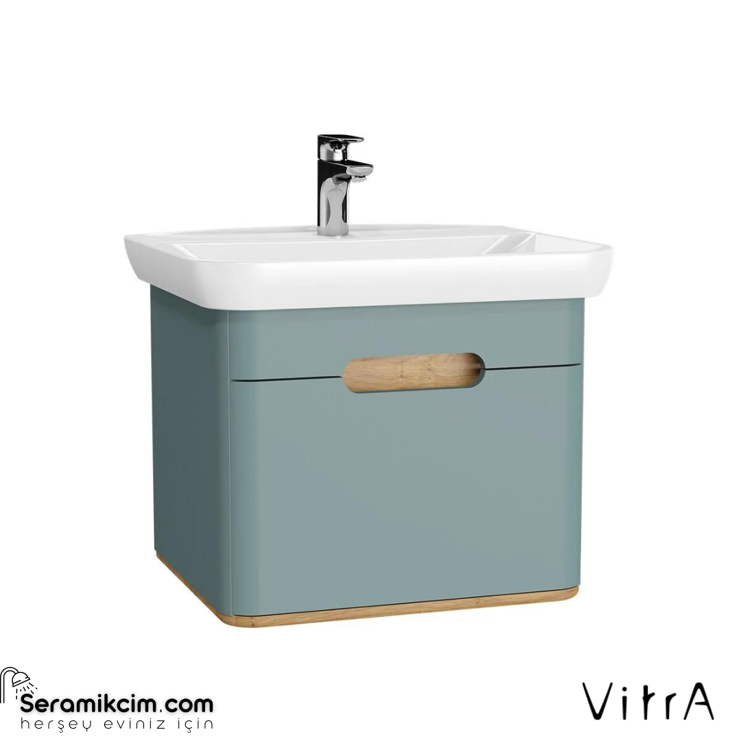 Vitra Sento Lavabo Dolabı, 65 Cm, Tek Çekmeceli, Ayaksız, Mat Fiyord Yeşili
