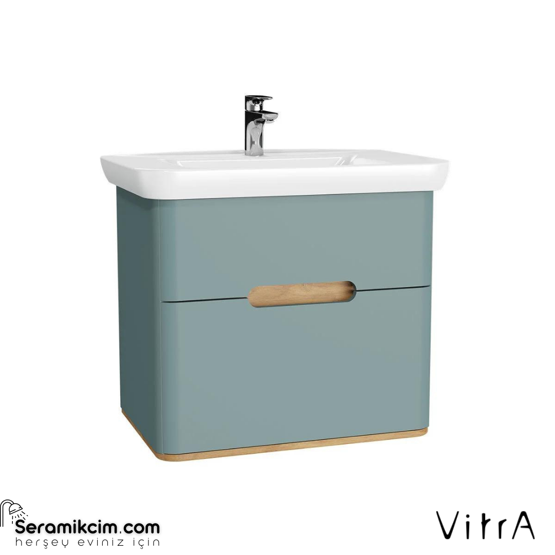 Vitra Sento Lavabo Dolabı, 80 Cm, Çift Çekmeceli, Ayaksız, Mat Fiyord Yeşili