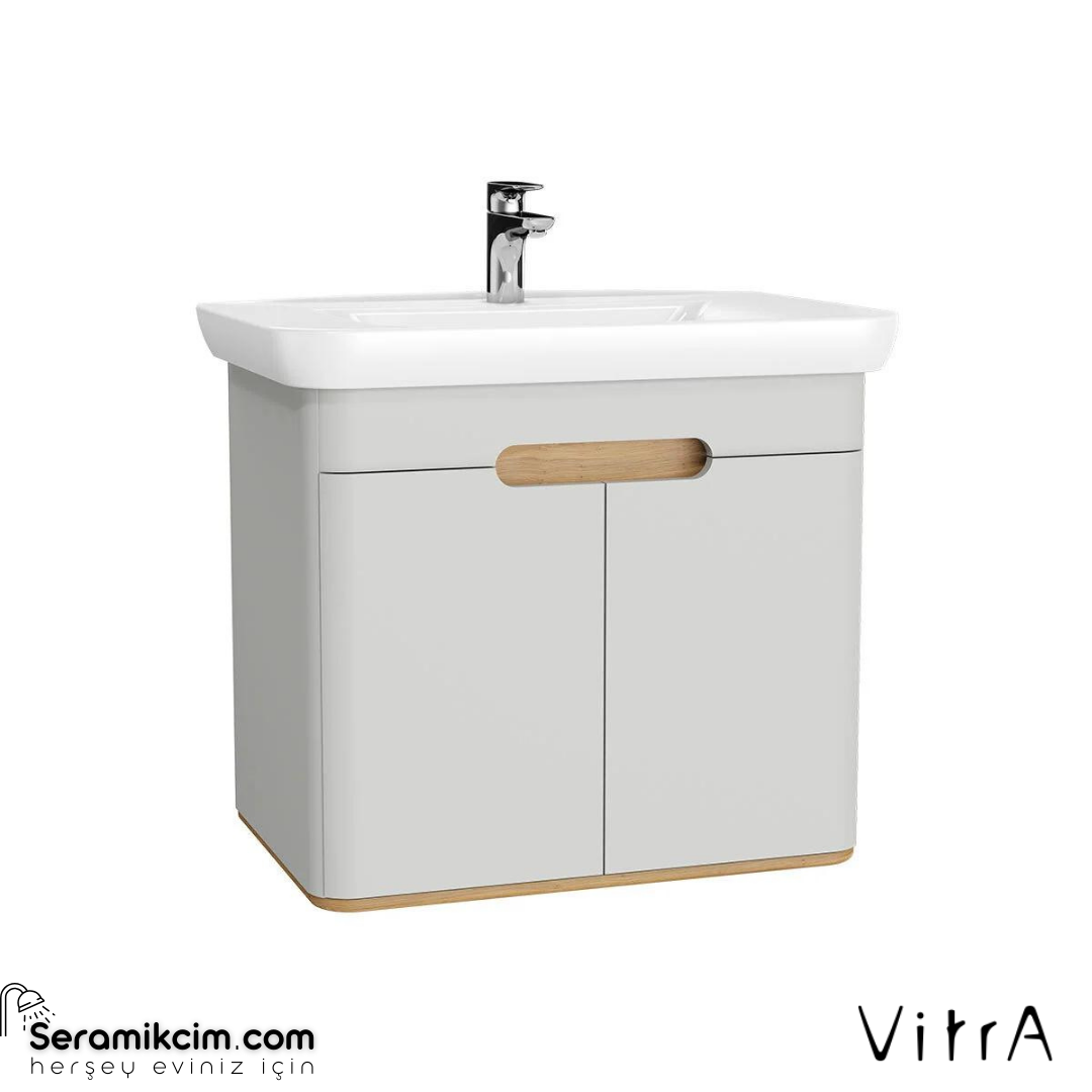 Vitra Sento Lavabo Dolabı, 80 Cm, Kapaklı, Ayaksız, Mat Açık Gri