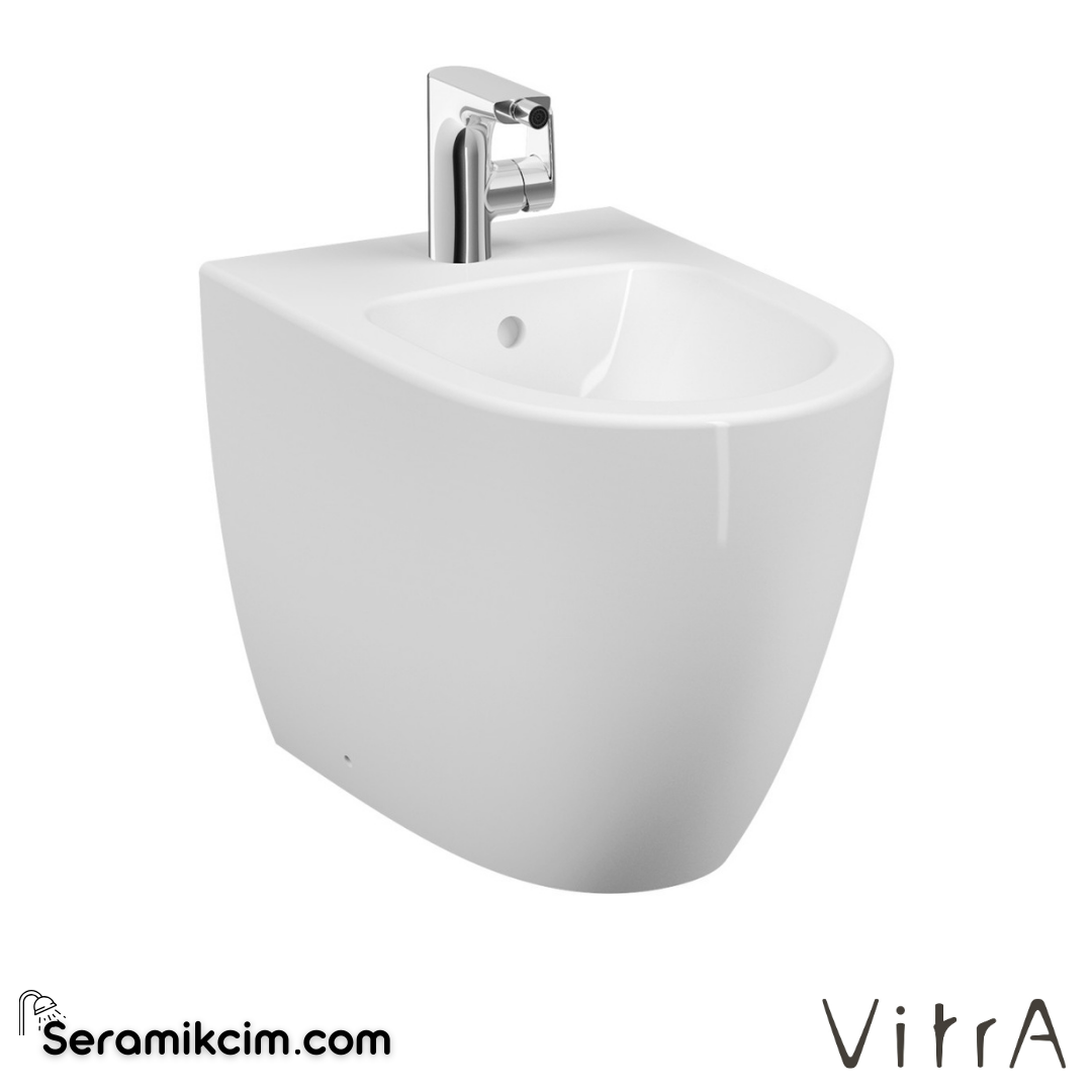 VitrA Sento Yerden Bide Duvara Tam Dayalı, 54 cm Tek Armatür Delikli, Su Taşma Delikli, Yanlardan Deliksiz, Beyaz - 5986B003-0288
