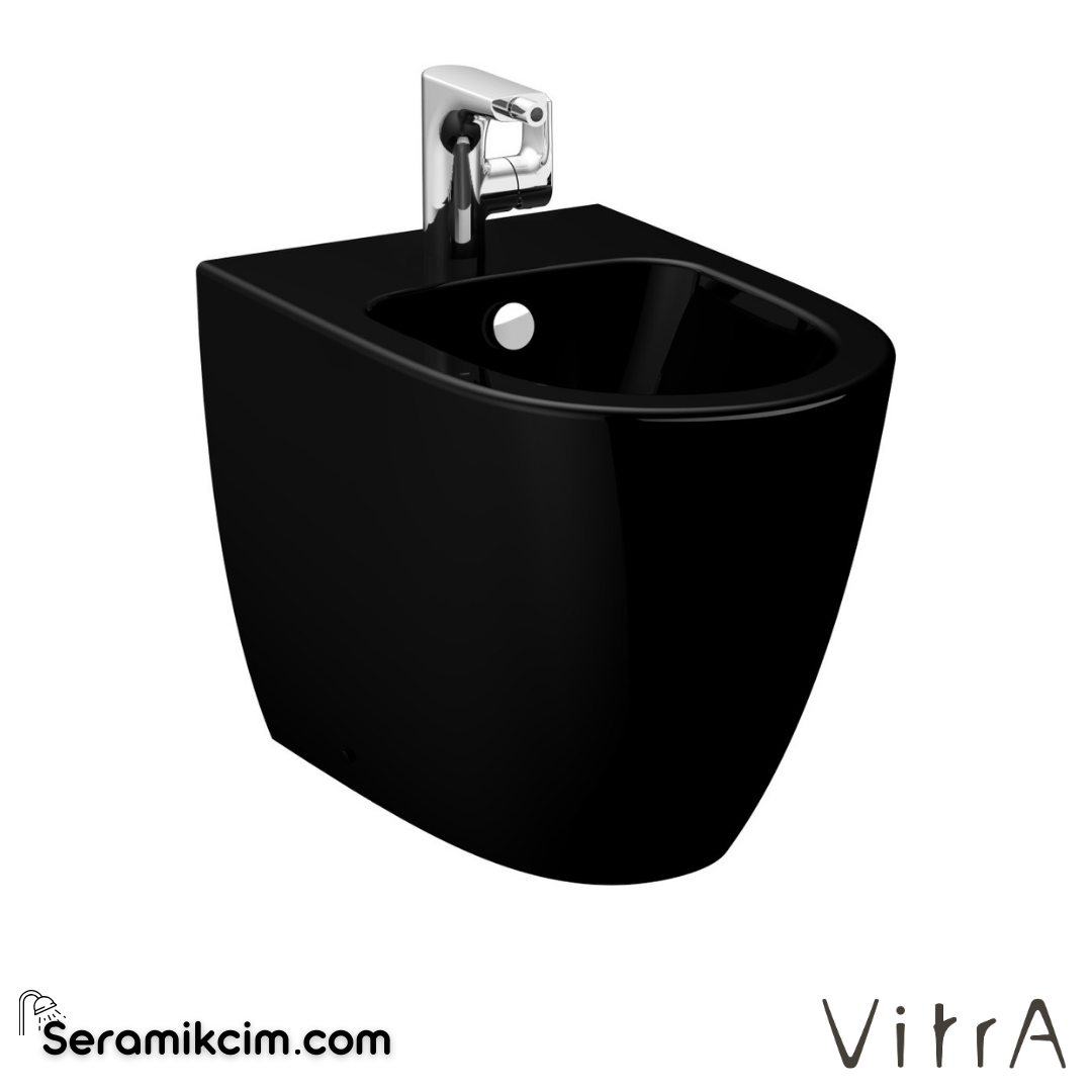 VitrA Sento Yerden Bide Duvara Tam Dayalı, 54 cm Tek Armatür Delikli, Su Taşma Delikli, Yanlardan Deliksiz, Siyah - 5986B070-0288