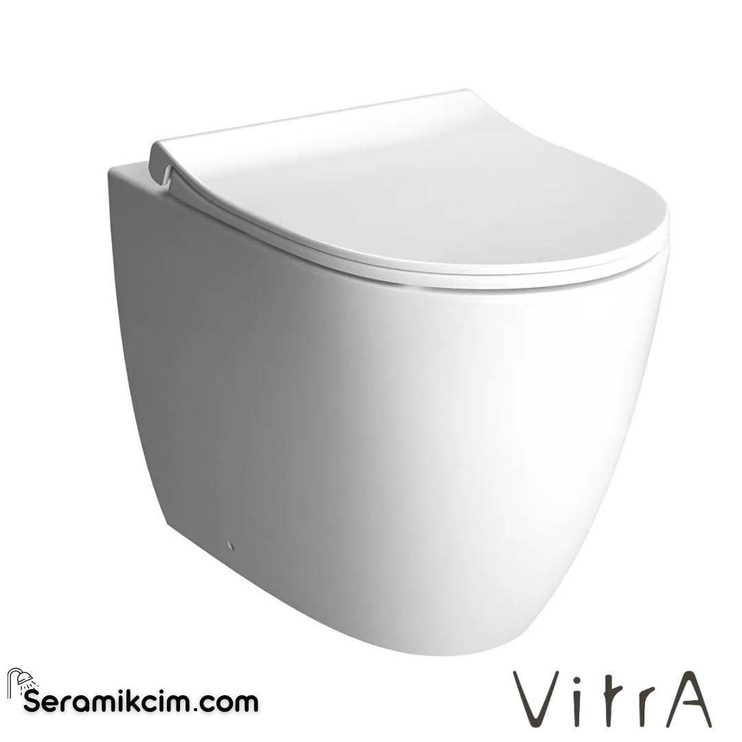 VitrA Sento Yerden Klozet Rim-ex, Duvara Tam Dayalı, 54 cm Taharet Borulu, Taharet Borusu Girişi Sıva Altı Uygulamalı, Beyaz - 7985B003-0090