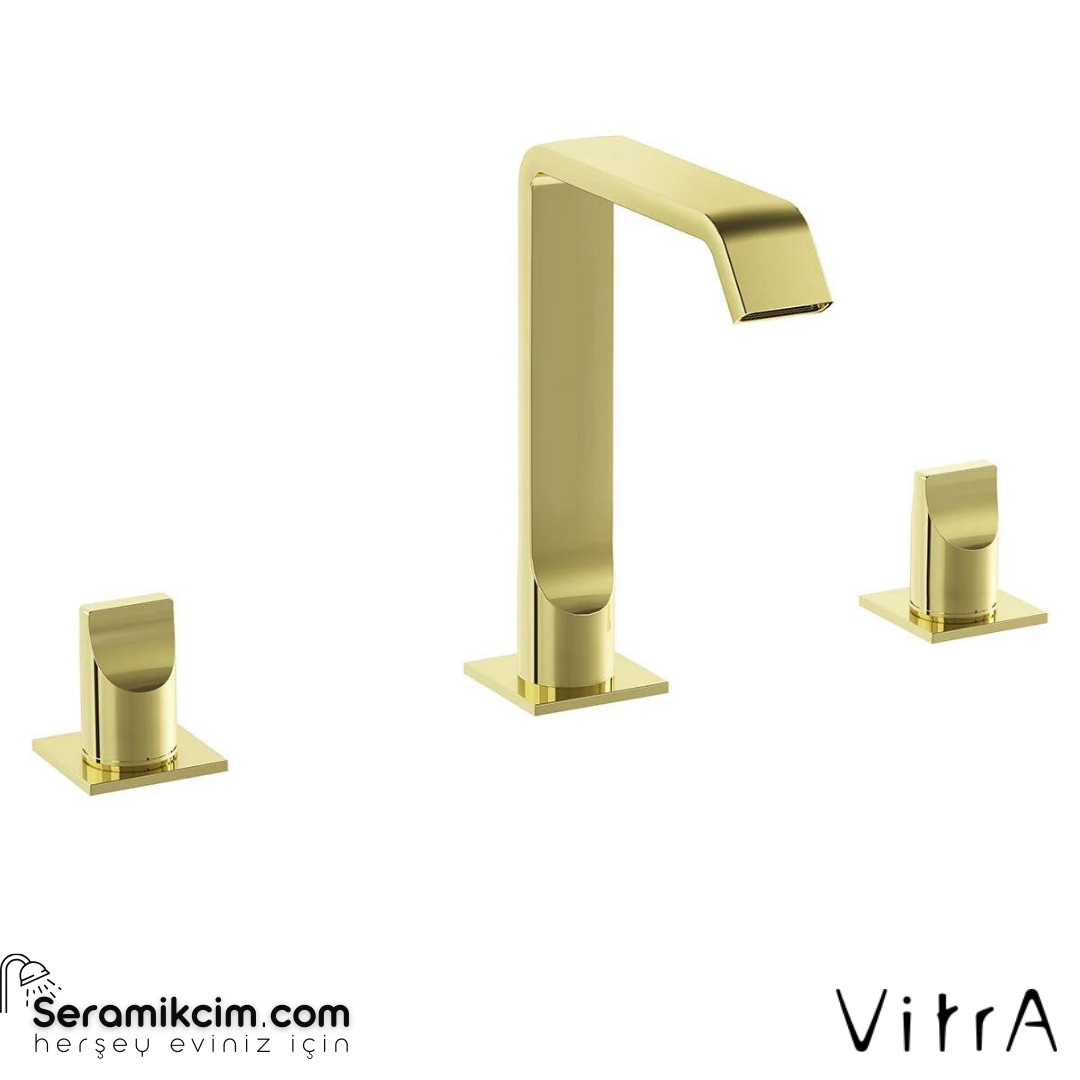 Vitra Suit 3 Delikli Lavabo Bataryası, Soft Altın