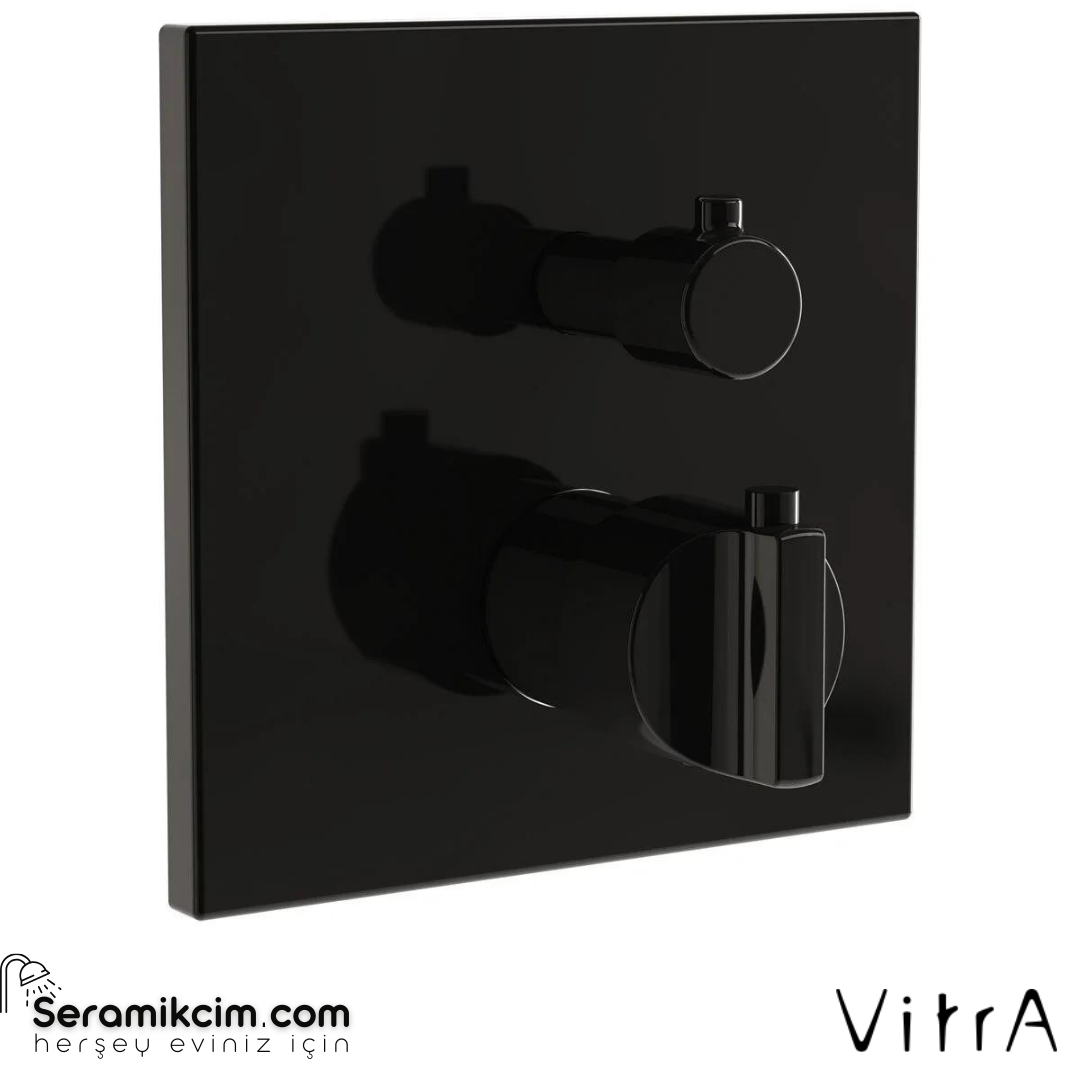 Vitra Suit Ankastre Duş Bataryası V-Box Sıva Üstü, Parlak Siyah