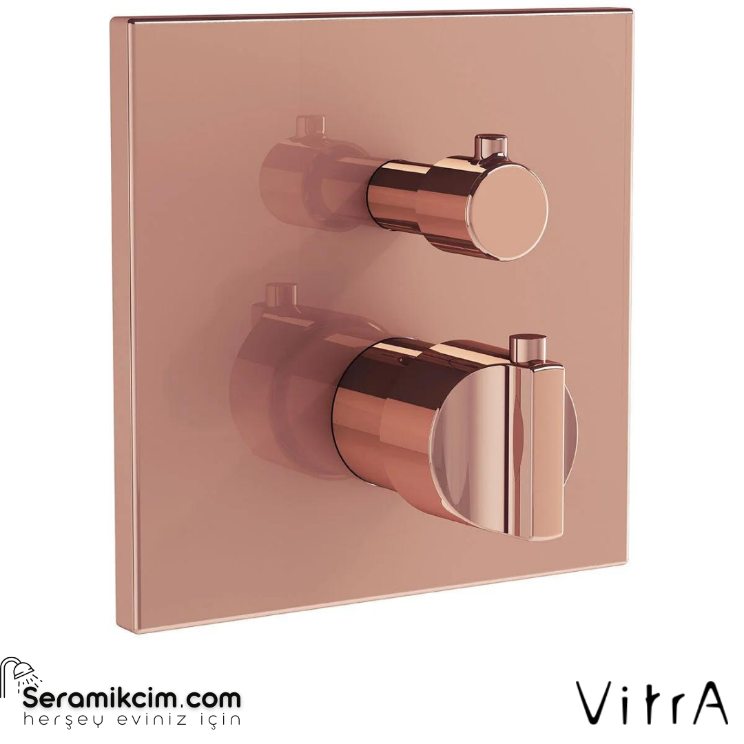 Vitra Suit Ankastre Termostatik Banyo Bataryası V-Box Sıva Üstü, Soft Bakır