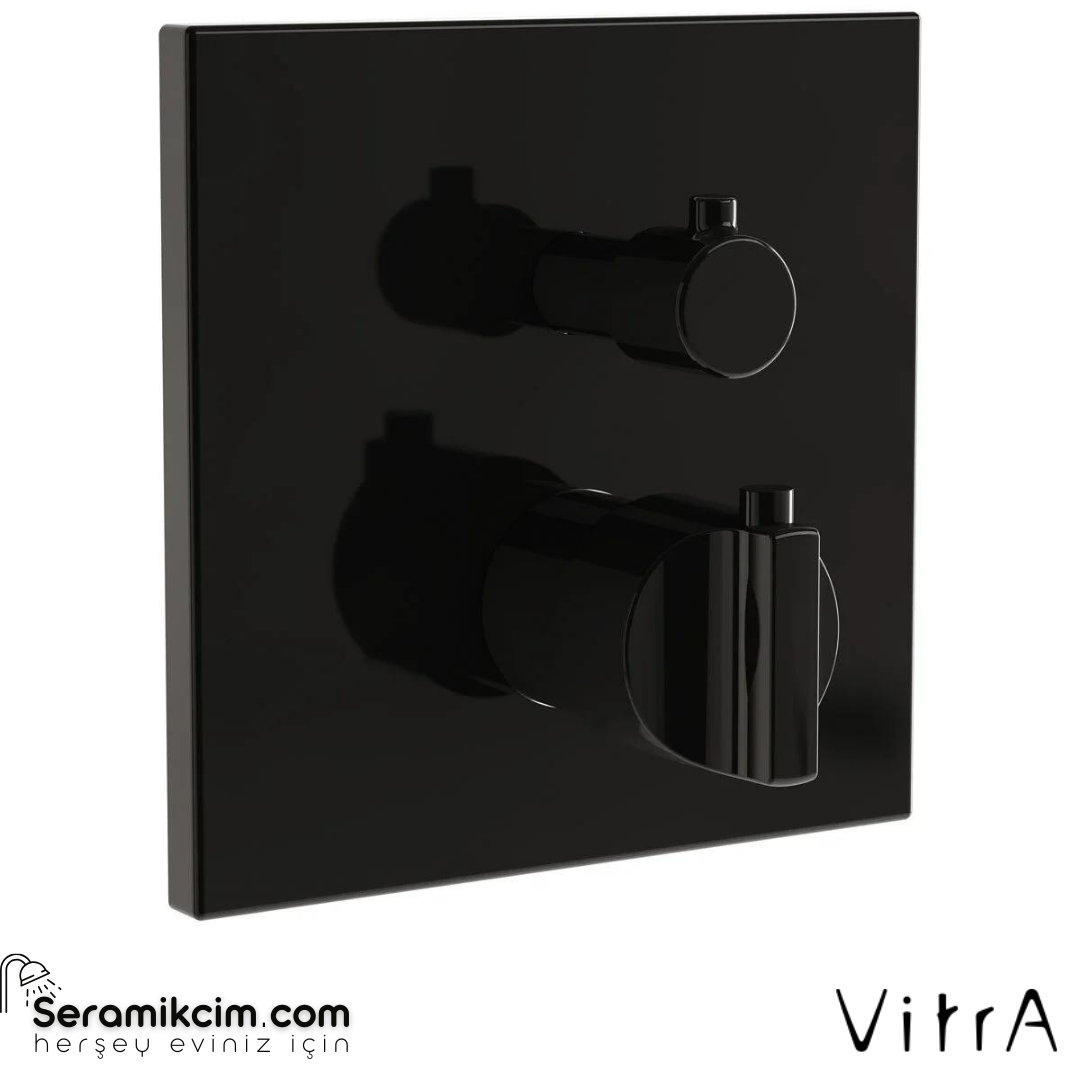 Vitra Suit Ankastre Termostatik Banyo Bataryası V-Box Sıva Üstü, Parlak Siyah