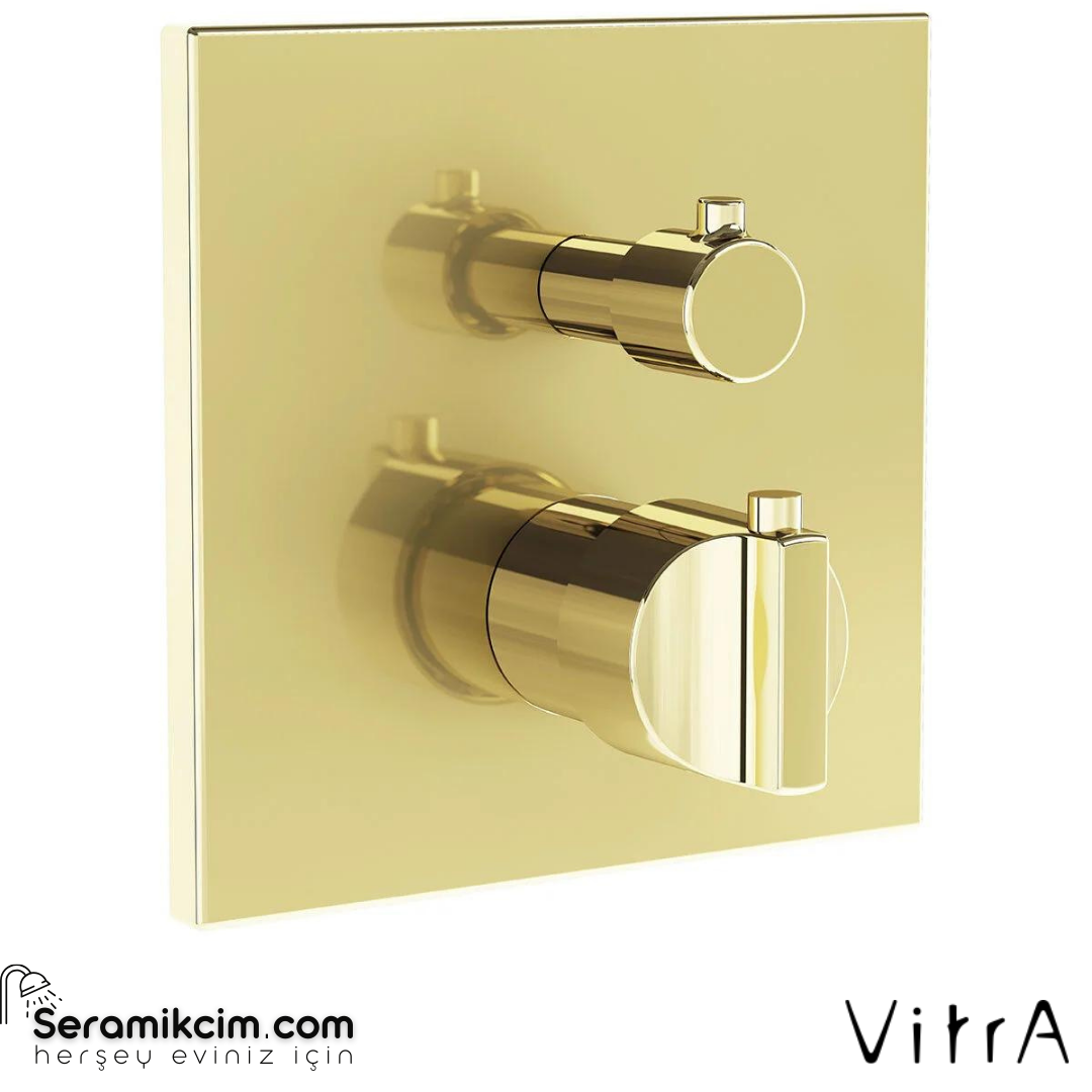 Vitra Suit Ankastre Termostatik Banyo Bataryası V-Box Sıva Üstü, Soft Altın