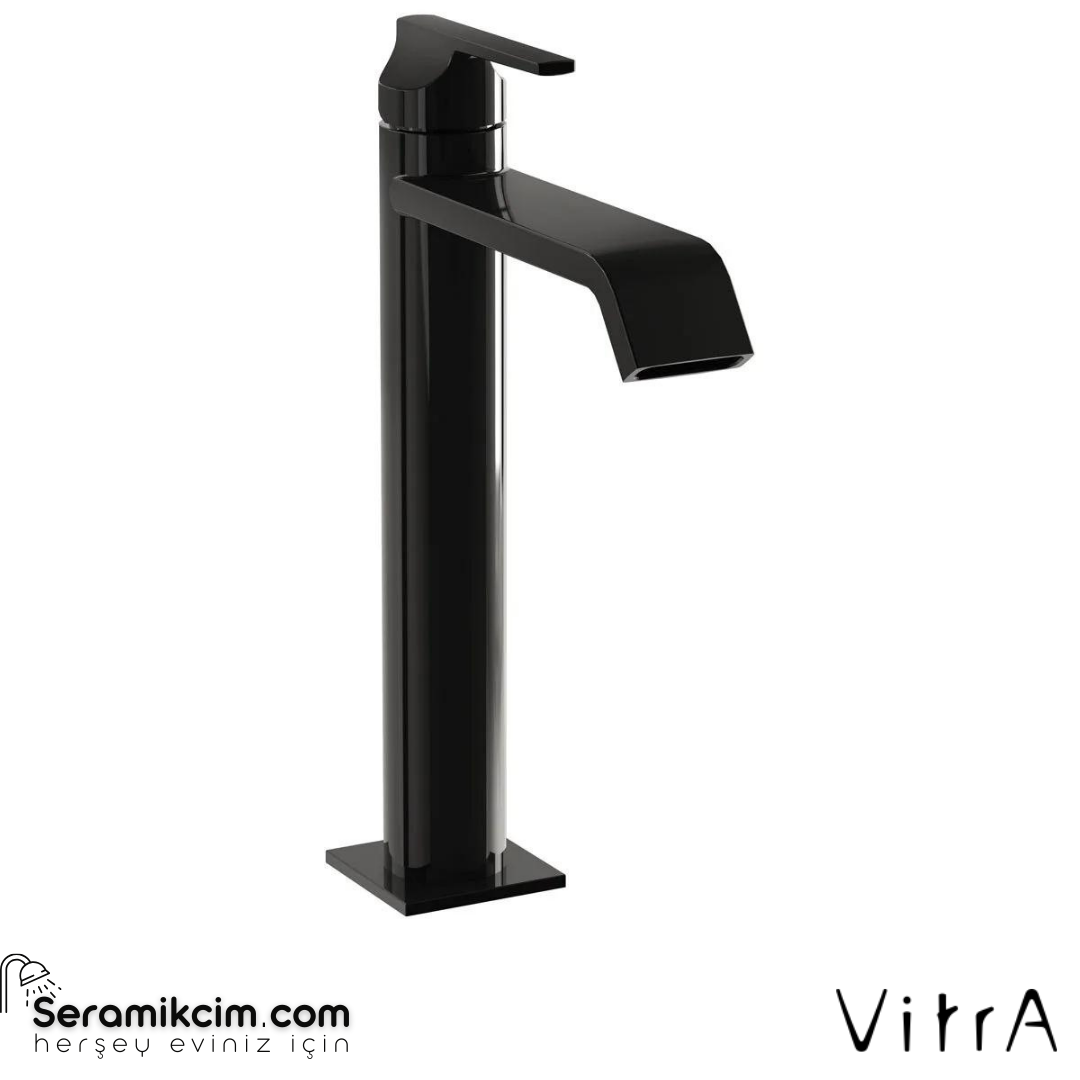 Vitra Suit Lavabo Bataryası Üstten Yüksek, Parlak Siyah
