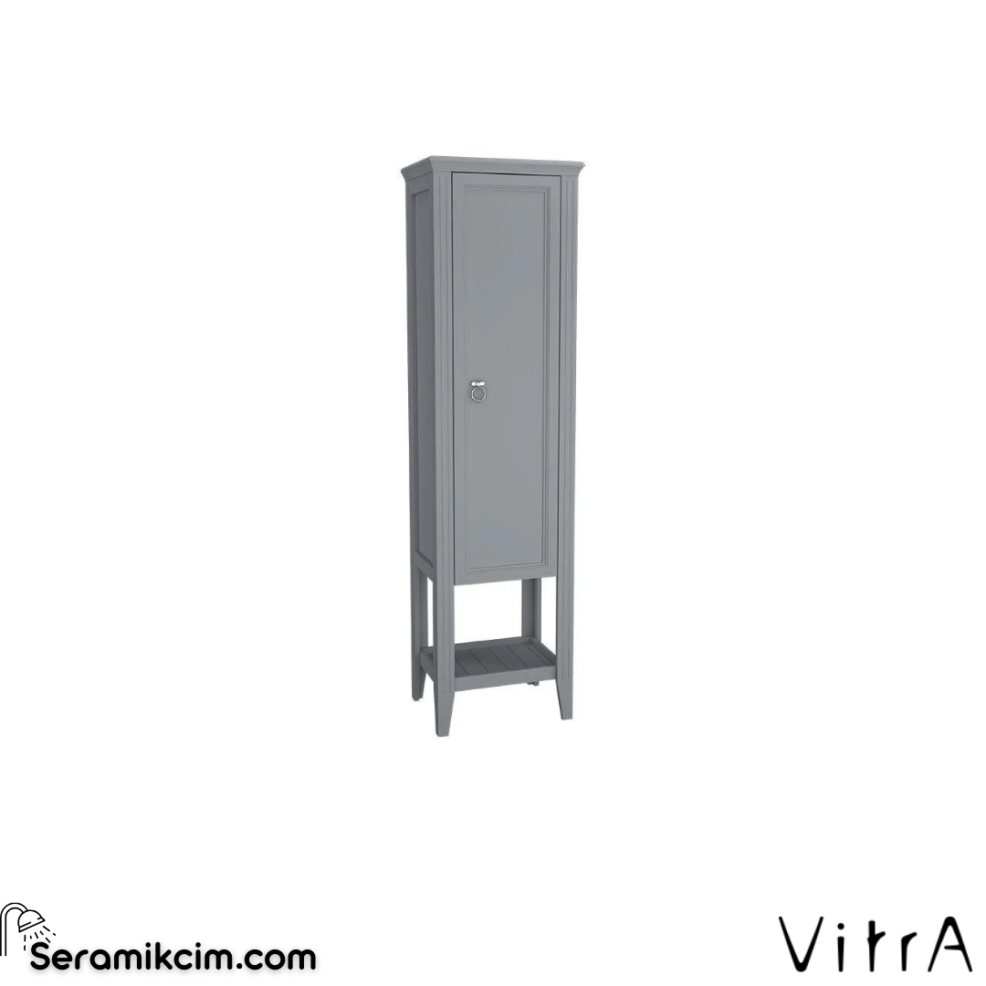 Vitra Valarte Boy Dolabı, 55 Cm, Krom Kulplu, Mat Gri, Sağ