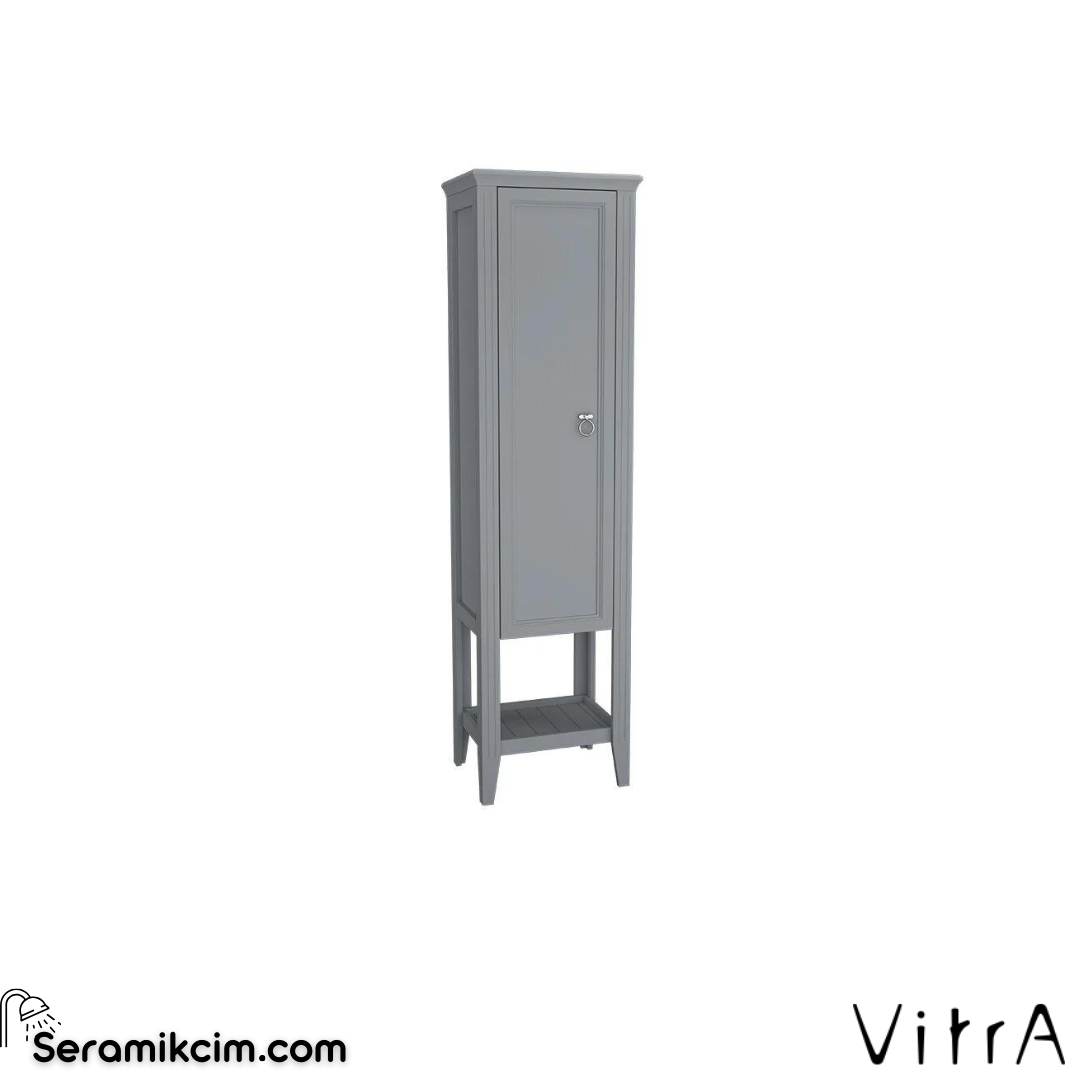 Vitra Valarte Boy Dolabı, 55 Cm, Krom Kulplu, Mat Gri, Sol